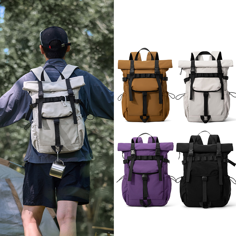 Hiking Backpack Waterproof - กระเป๋าเป้สะพายหลังแบบขยายได้สำหรับผู้ชายรุ่นใหม่ กระเป๋าเป้ใส่แล็ปท็อป กระเป๋าเป้เดินทางกันน้ำสำหรับกิจกรรมกลางแจ้ง แคมป์ปิ้ง เดินป่า และไปโรงเรียน
