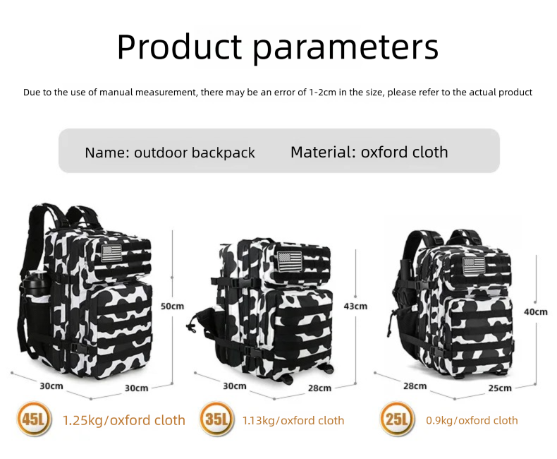 กระเป๋าเป้สะพายหลังแบบยุทธวิธี - Hiking Backpack Waterproof บทวิจารณ์และราคา